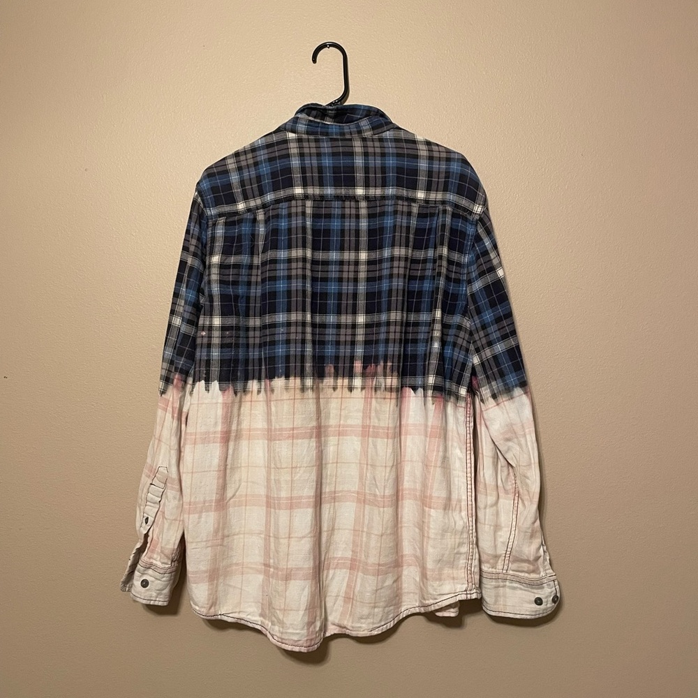 Faded Glory Bleached Flannel Shirt Size Large